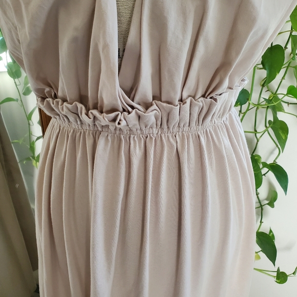 ZARA | Sleeveless Ruffle Waistline Beige Boho Maxi Dress (S) - Picture 7 of 11